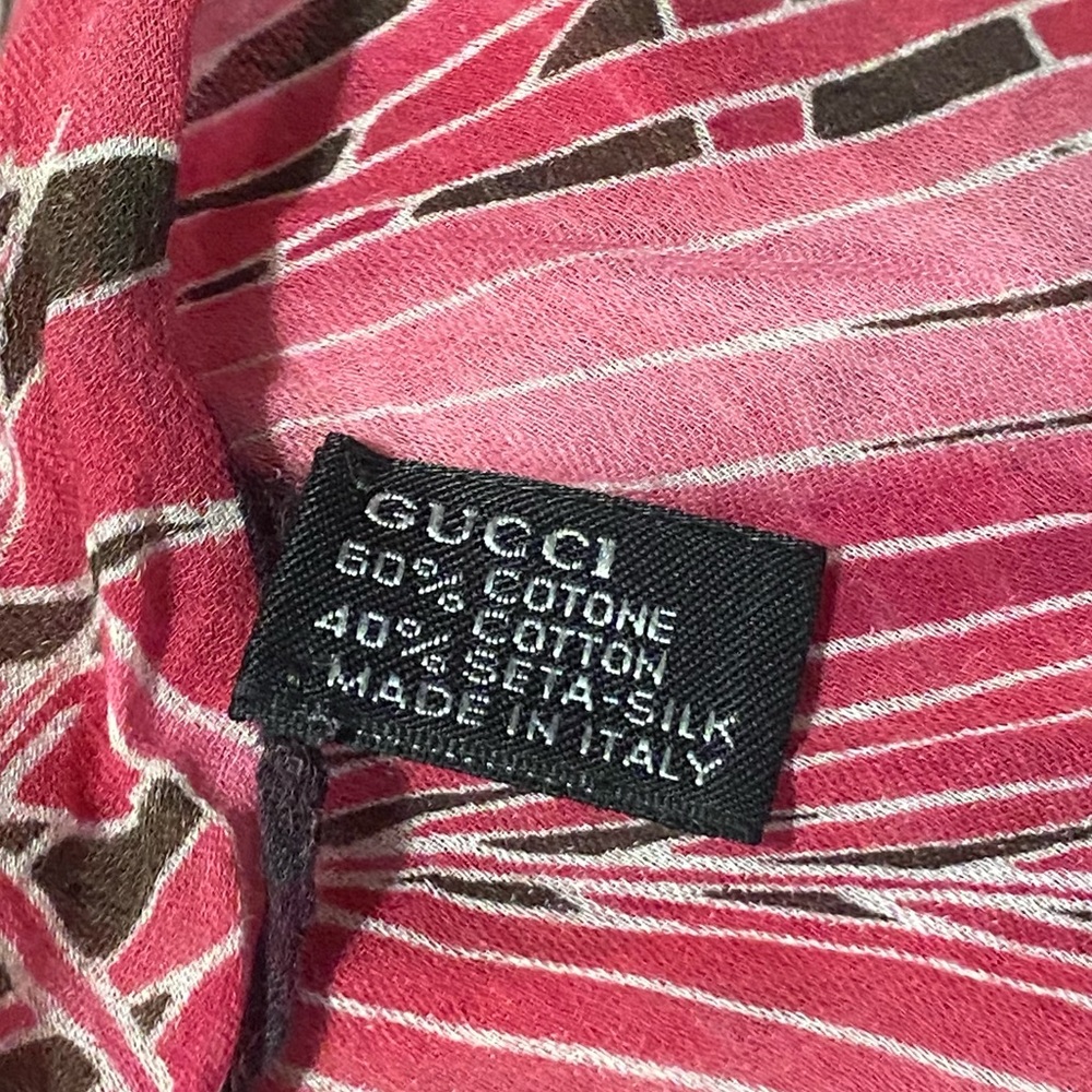 ‼️Slight Damage‼️Gucci Vintage Safari Palm Leaf Patterned Silk Neckerchief Scarf - Picture 7 of 13
